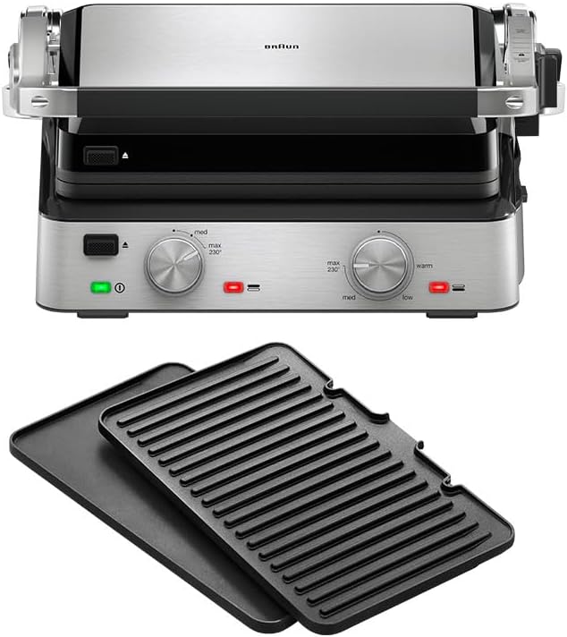 Braun Contact Grill 2000 W 3 Cooking Positions, 230°C Max Temperature, Black And Stainless Steel