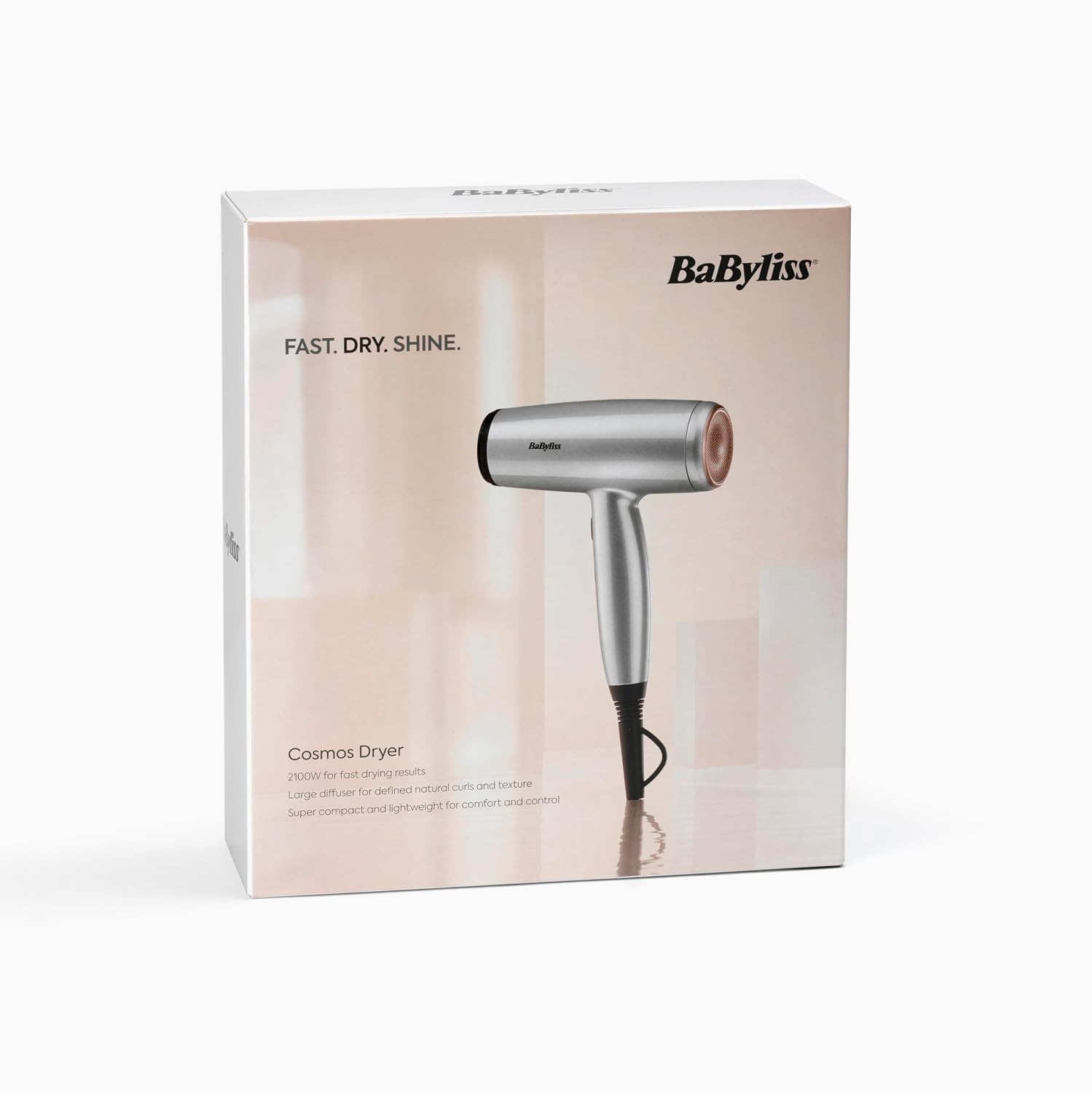 BaByliss Cosmos Lightweight Hair Dryer with Diffuser, 2000W Powerful