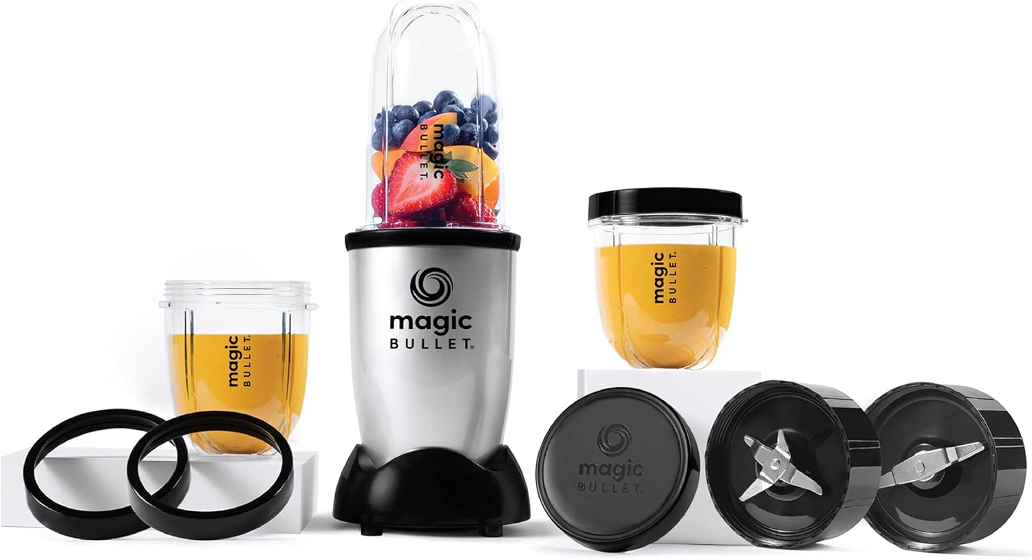 Nutribullet Magic Bullet 400W 9-Piece Set High-Speed Blender & Food Processor System- Silver