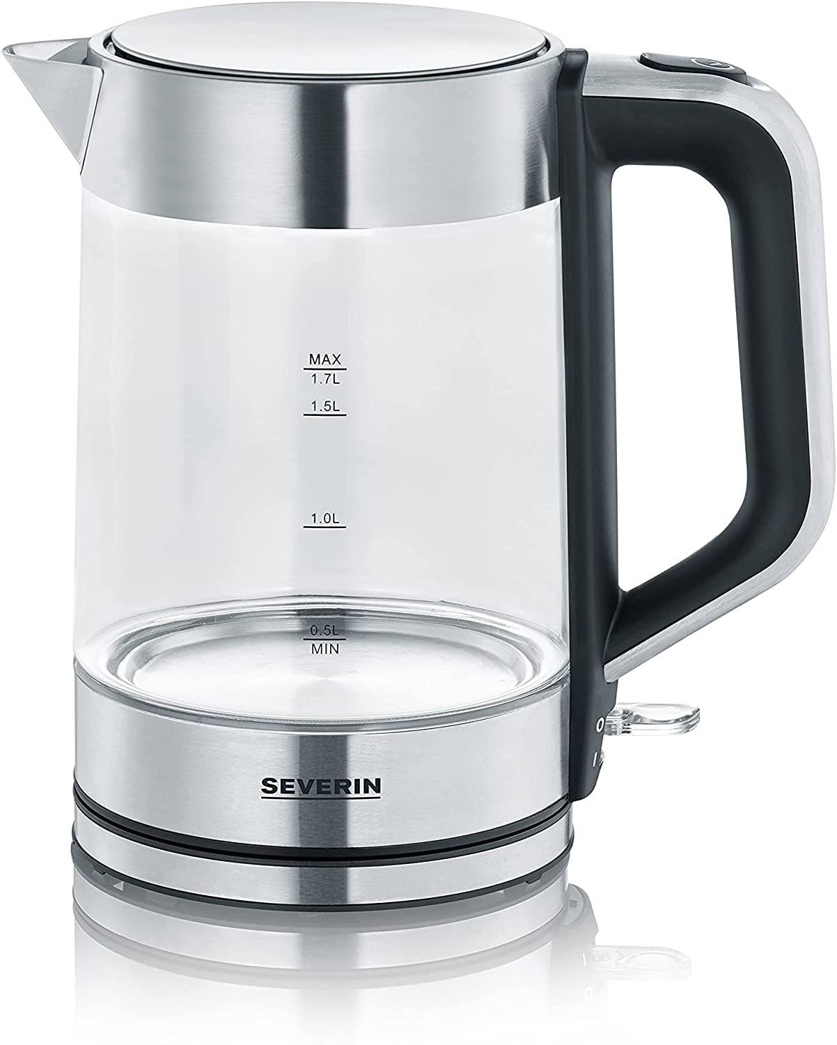 Severin Glass Electric Kettle 1.7 L 2200w Black, Stainless Steel