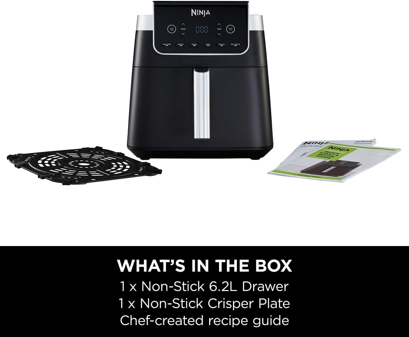 Ninja Air Fryer Max Pro, 6.2l Uses No Oil Large Square Single Drawer