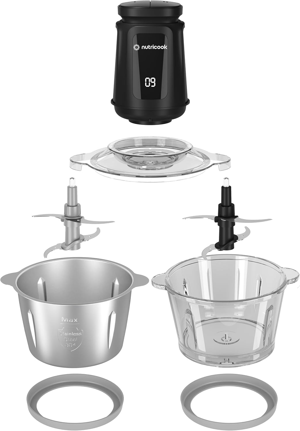 Nutricook Glass & SS Chopper & Mincer 2L , 500 W Black Nutricook Glass & SS Chopper & Mincer 2L , 500 W Black