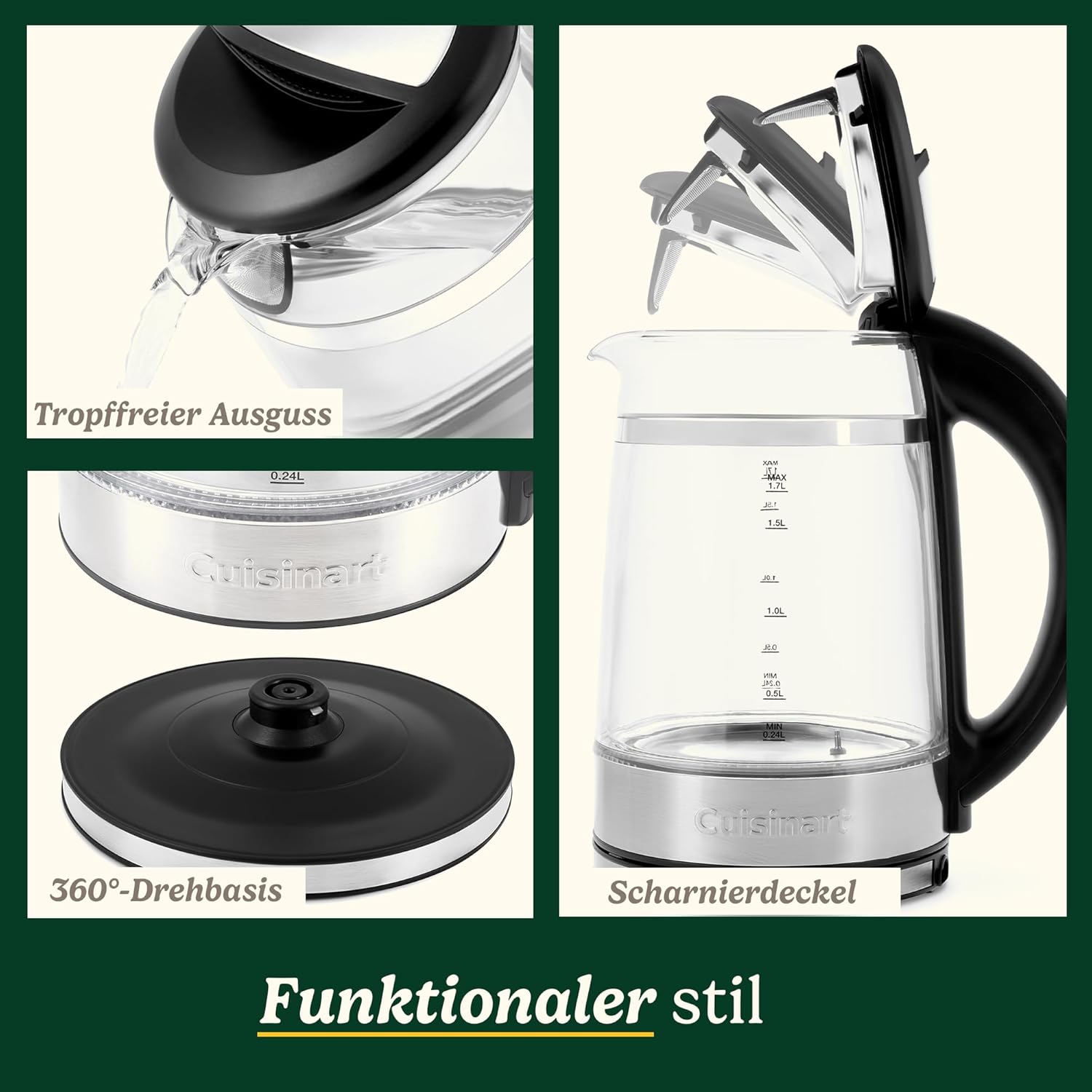 Cuisinart Glass Kettle Double Wall Eu 1.7L