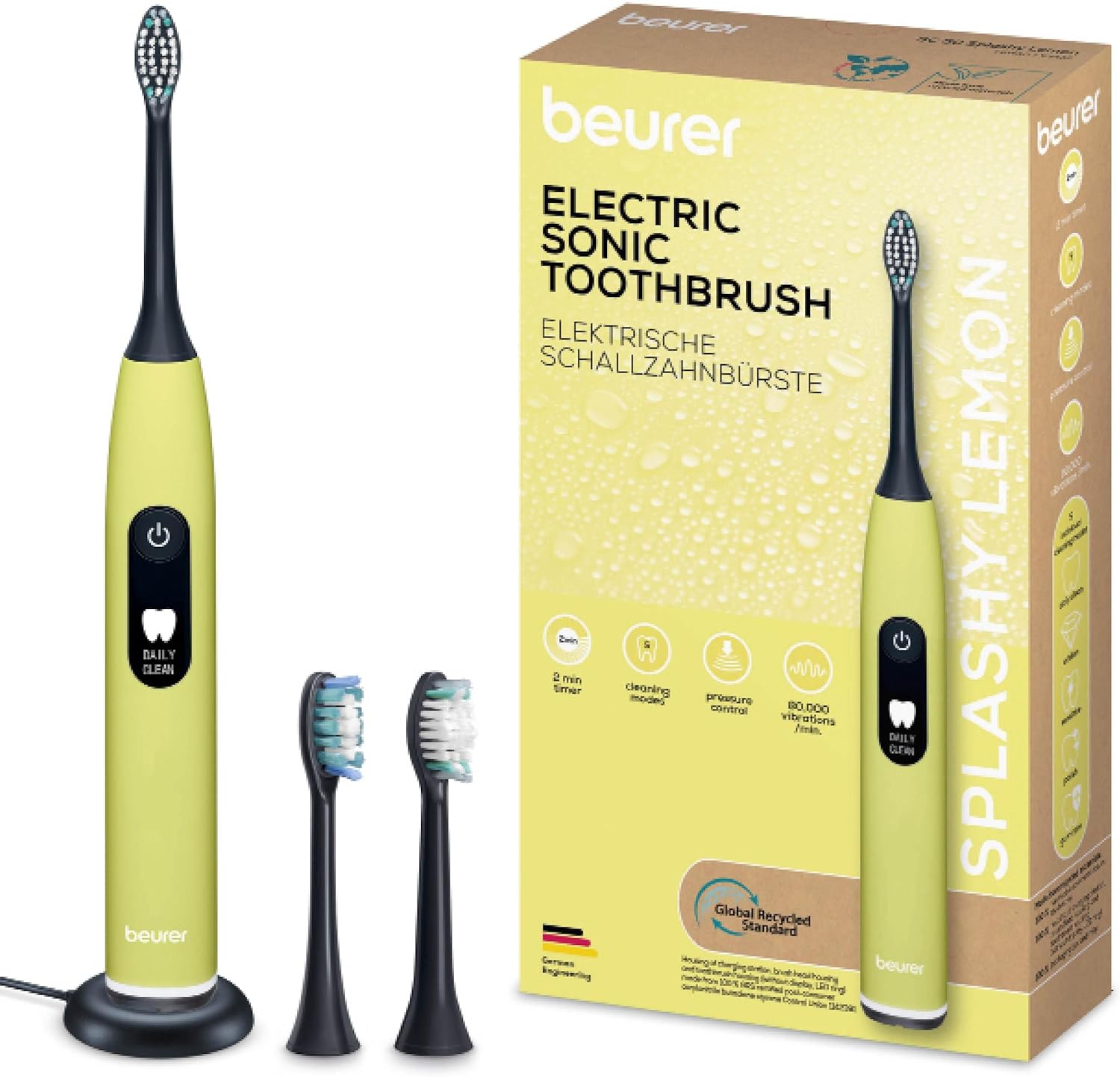 Beurer Electronic Sonic Toothbrush Splashy Lemon Beurer Electronic Sonic Toothbrush Splashy Lemon