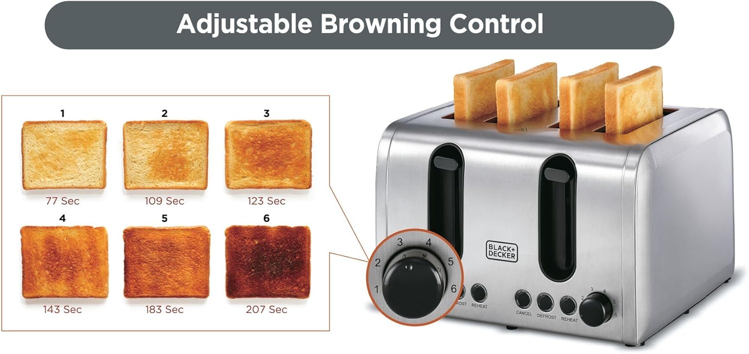 Black+Decker 4 Slice Toaster 2100 W Stainless Steel ET444-B5