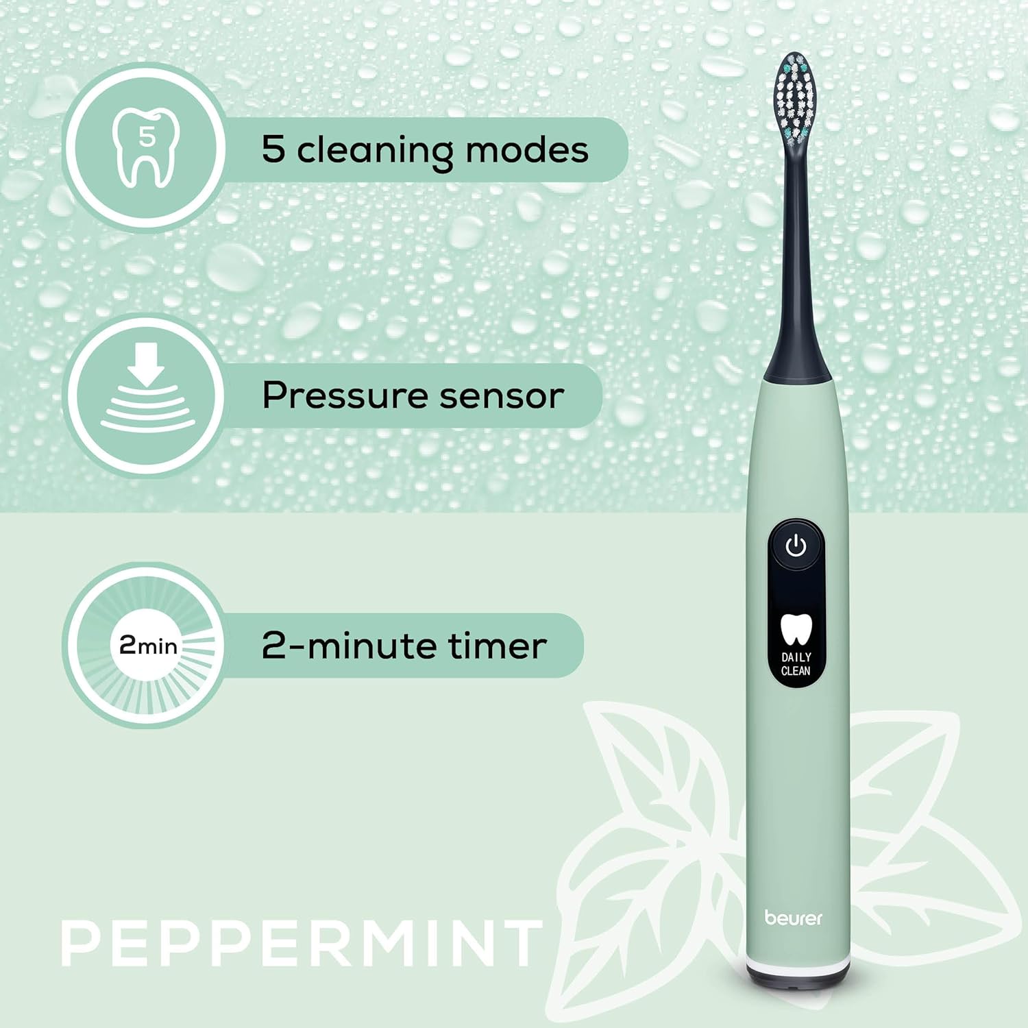 Beurer Electronic Sonic Toothbrush Peppermint Beurer Electronic Sonic Toothbrush Peppermint