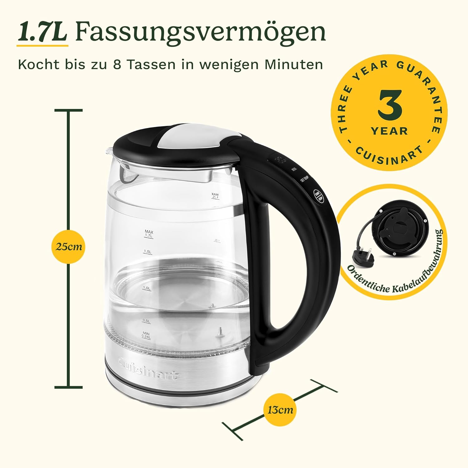Cuisinart Glass Kettle Double Wall Eu 1.7L