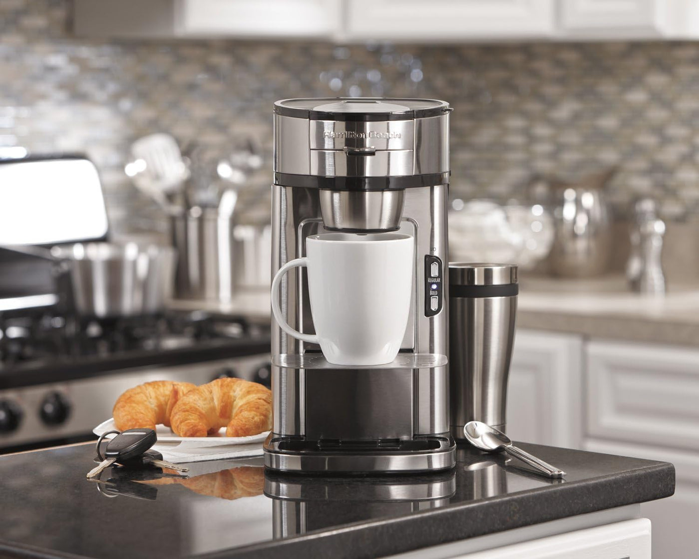 Hamilton Beach Scoop Single Serve Coffee Maker, Stainless Steel