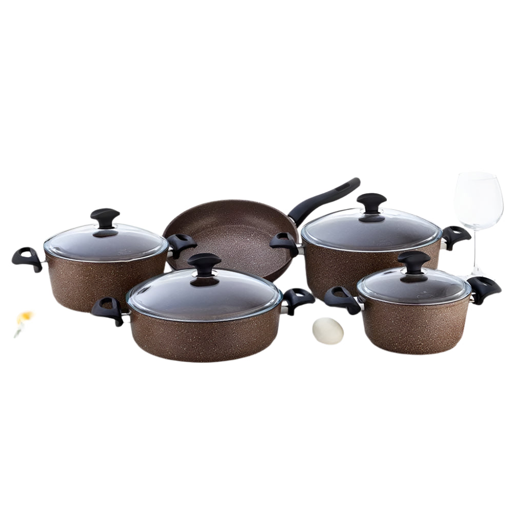 Falez Forged Alu Premium Uncoated Handles Set, Brown, 9 Pcs