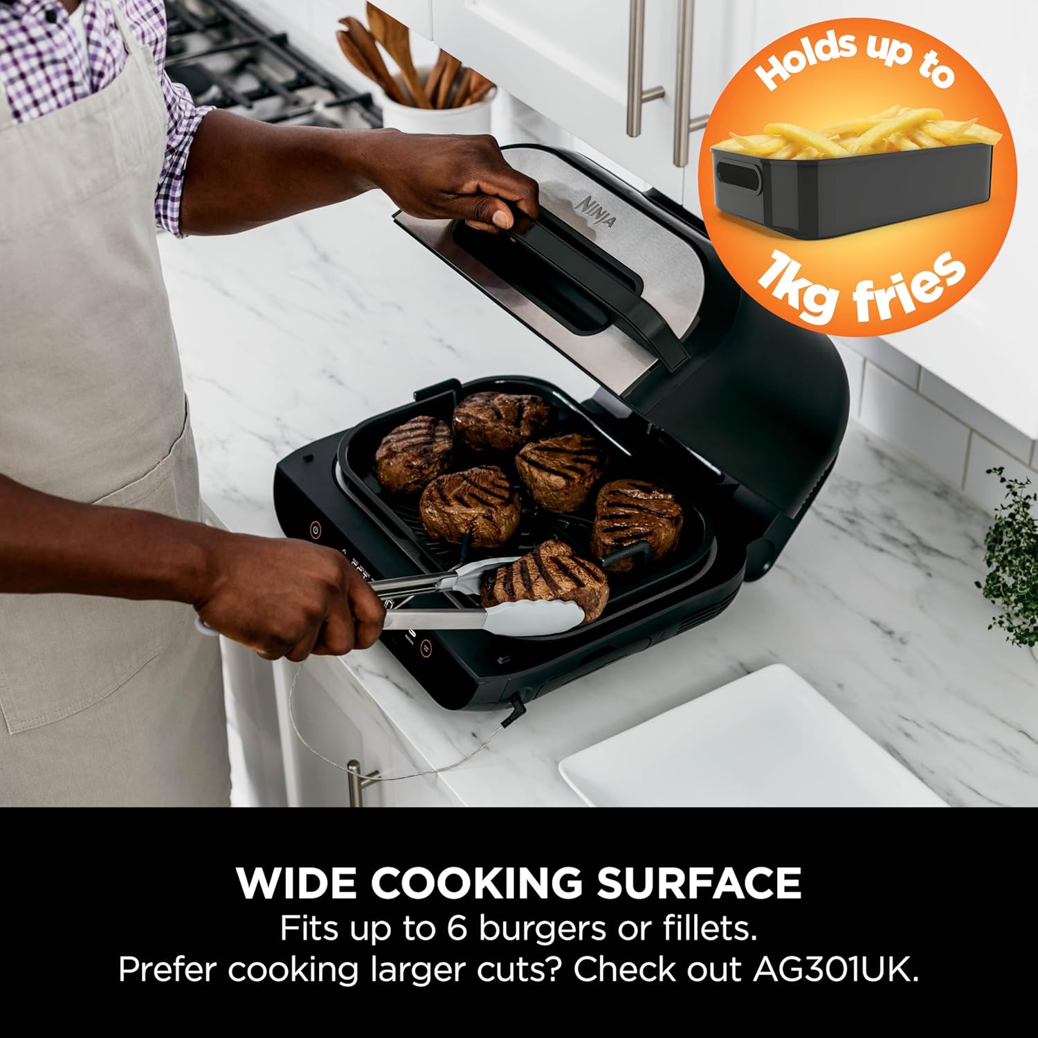 Ninja Foodi Max Ag551uk 6-In-1 Health Grill & Air Fryer - Grey Ninja Foodi Max Ag551uk 6-In-1 Health Grill & Air Fryer - Grey