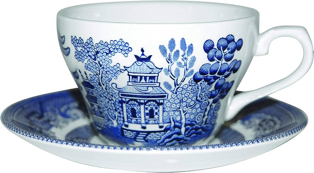 Churchill Blue Willow Georgian Tea Cup 200 ml with Tea saucer (14 cm)