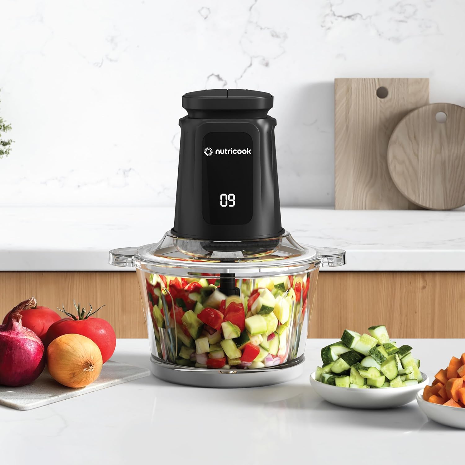 Nutricook Choppi Xl 1.2l Glass Chopper And Mincer, 500w Pulse & 2 Speeds Nutricook Choppi Xl 1.2l Glass Chopper And Mincer, 500w Pulse & 2 Speeds