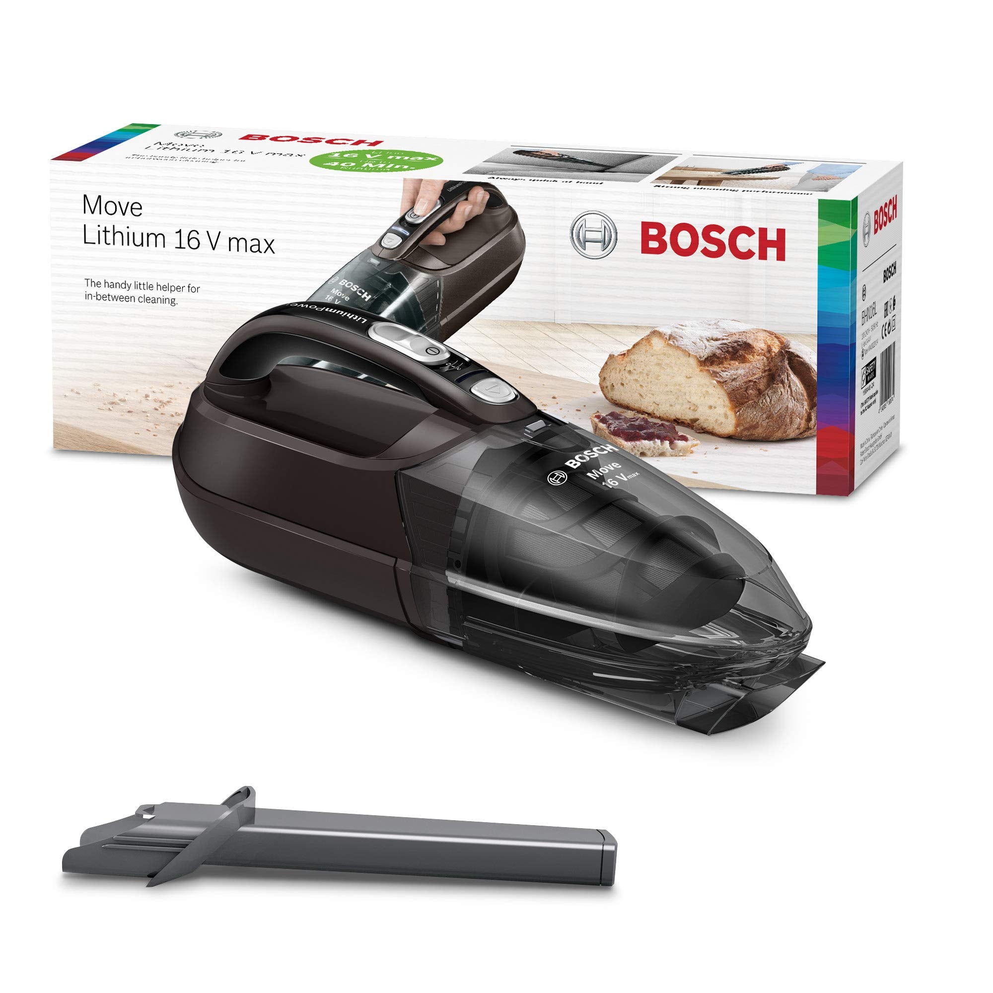 Bosch Electromenager BHN16L Rechargeable Hand Vacuum Cleaner, Move Lithium 16Vmax, Grey