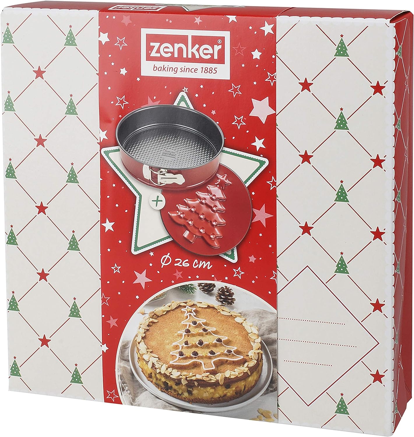 Zenker "Sparkling Christmas" Springform With Flat And Motive Base Steel With Nonstick Coating, Red/Black