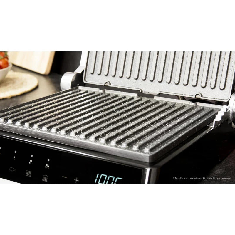 Cecotec Rock’Ngrill Smart Electric Grill, 2000 W Power, Smart 180° Opening, Removable Non-Stick RockStone