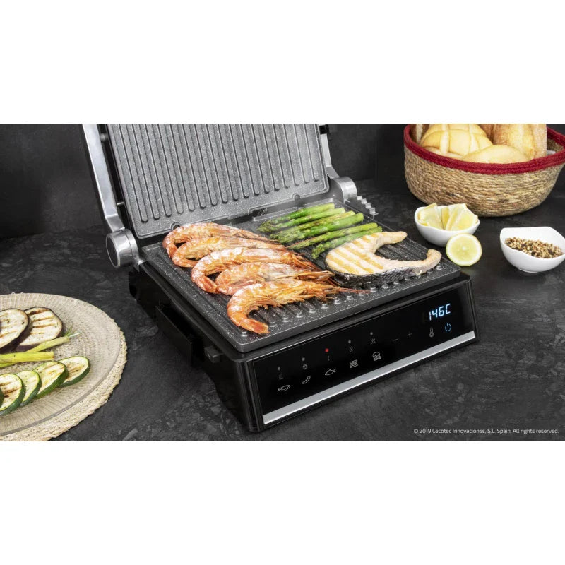 Cecotec Rock’Ngrill Smart Electric Grill, 2000 W Power, Smart 180° Opening, Removable Non-Stick RockStone