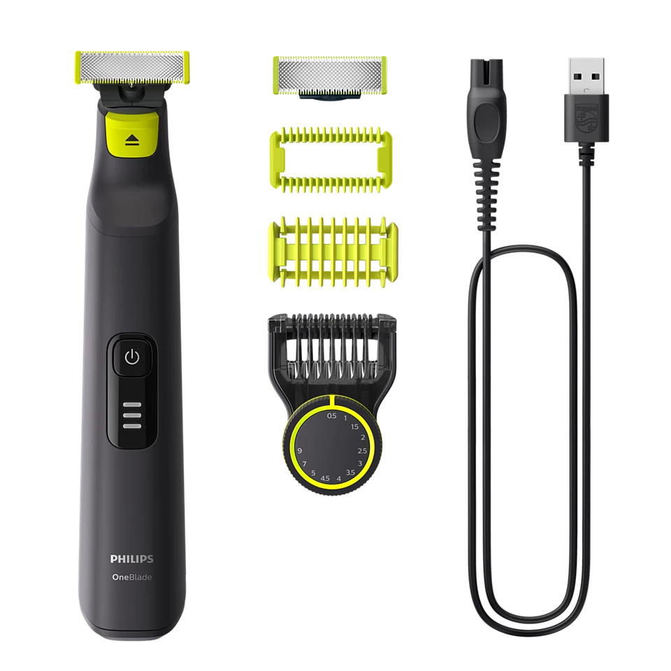 Philips OneBlade Pro Face + Body QP6542/10, Hybrid Trimmer and Shaver with 12-Length