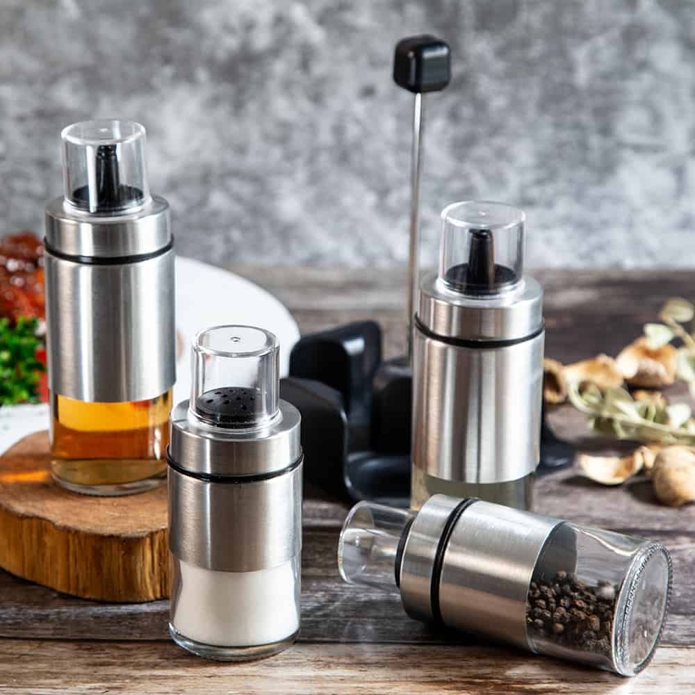 YU Stainless Steel Condiment Bottles (Set of 4)