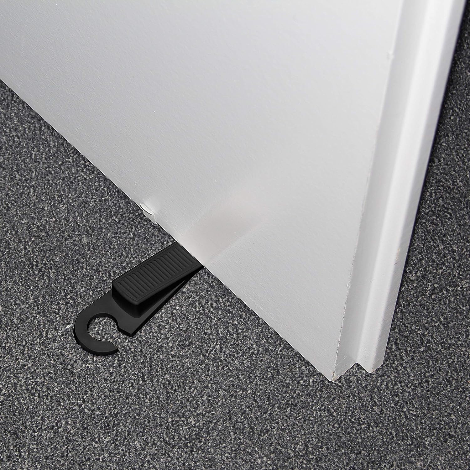 Fackelmann Door Stopper With Hook, Rubber, 128X40X27 mm, Black (Set Of 2)