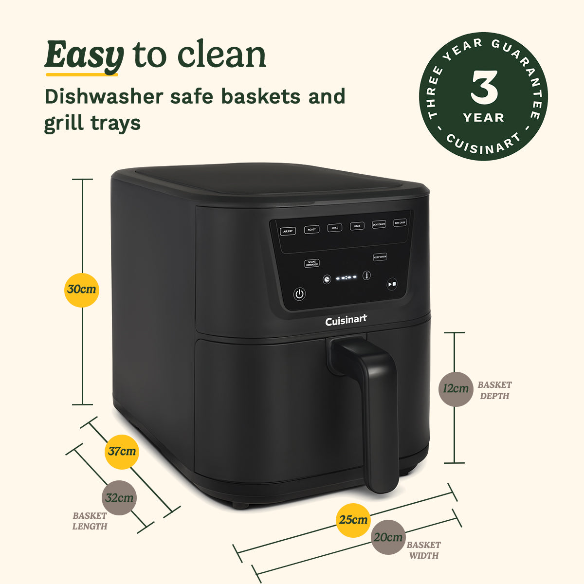 Cuisinart Air Fryer Compact Max Larger Capacity 7.6L