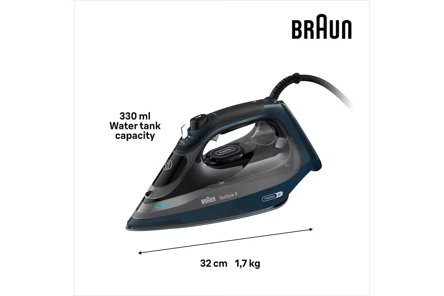 Braun TexStyle 9 SI9682DB | FreeGlide 3D Steam Iron | 3200W | Blue