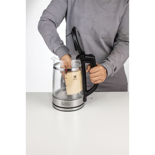 Black+Decker 2200W Double Wall Glass Kettle Clear and Black 1.7 Liter