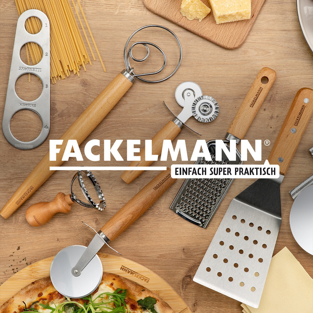Fackelmann Pizza Cutter, S.S & Beech, 21 cm