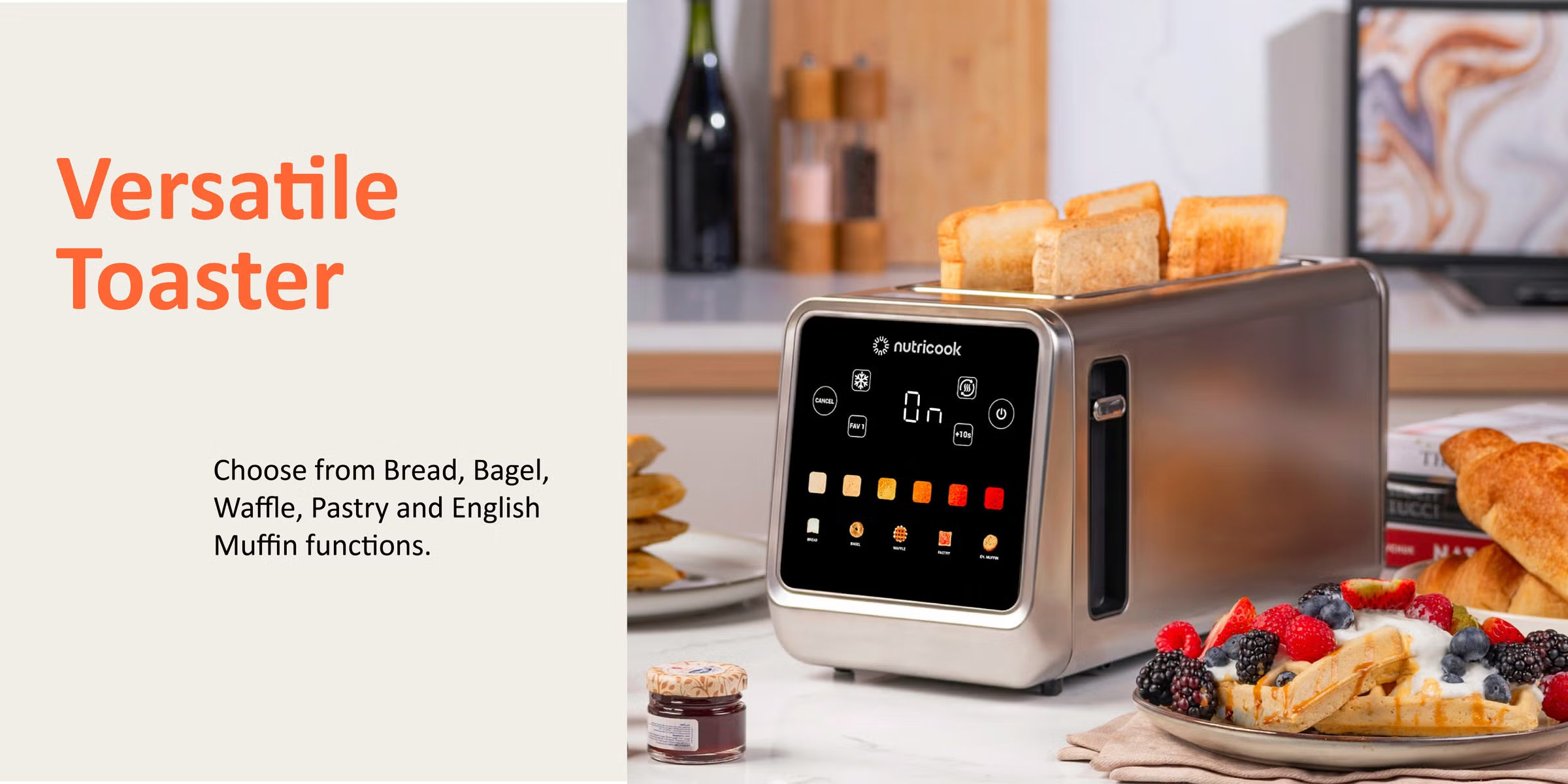 Nutricook NC-TS401 4-Slice Digital Toaster | 1450W Touchscreen