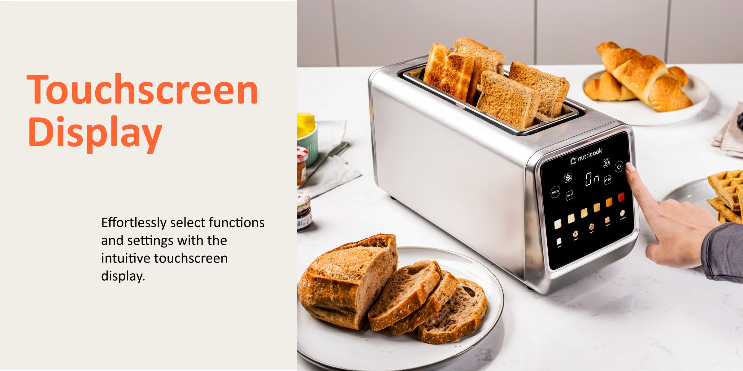 Nutricook NC-TS401 4-Slice Digital Toaster | 1450W Touchscreen
