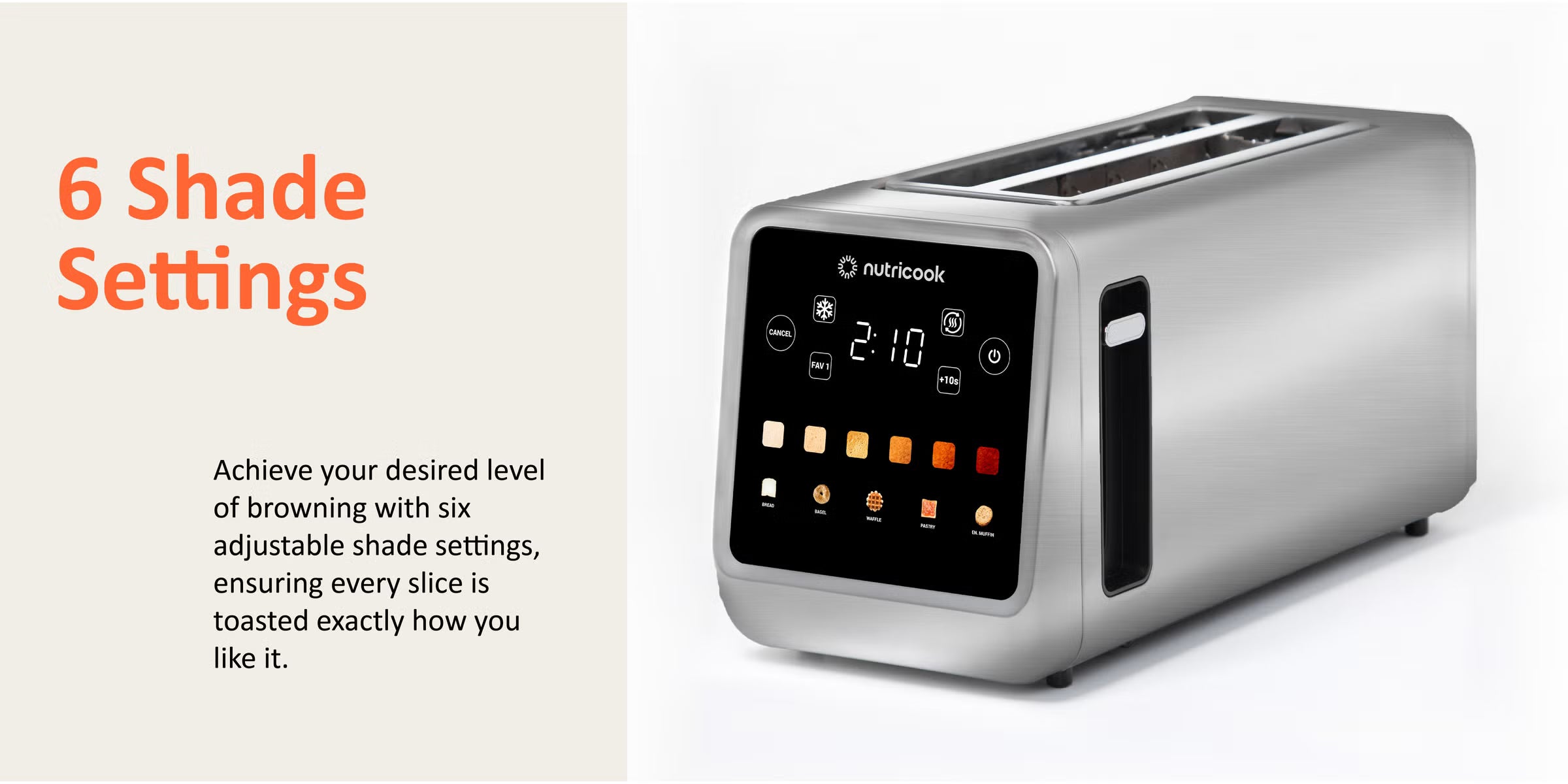 Nutricook NC-TS401 4-Slice Digital Toaster | 1450W Touchscreen