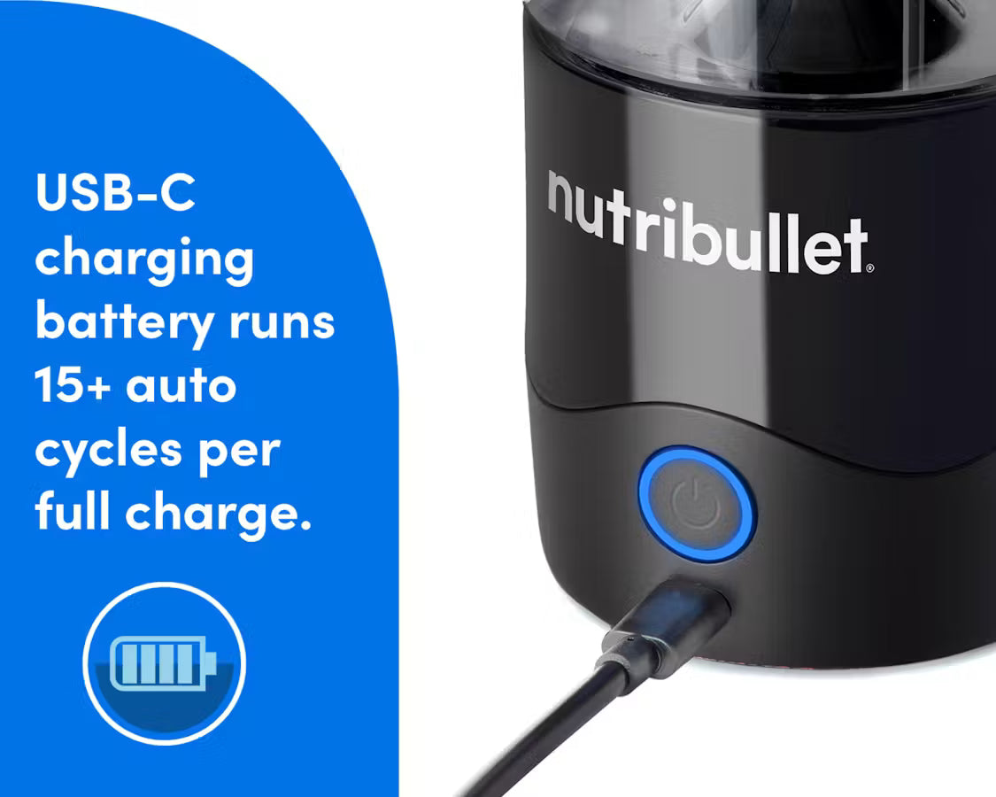 خلاط Nutribullet محمول سعة 475 مل لاسلكي للعصائر والمشروبات، قلاب مقاوم للتسرب للشرب، أبيض