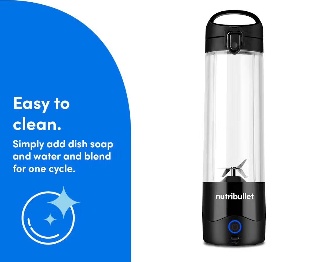 خلاط Nutribullet محمول سعة 475 مل لاسلكي للعصائر والمشروبات، قلاب مقاوم للتسرب للشرب، أبيض