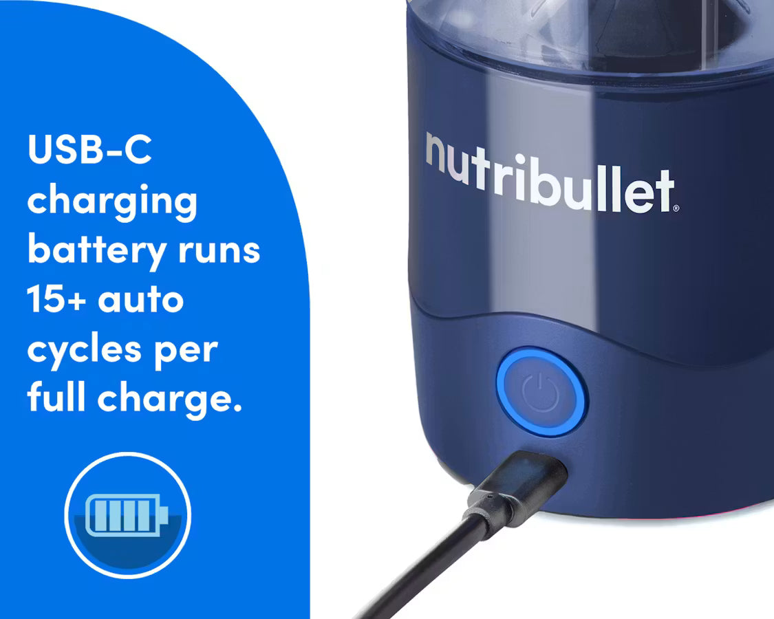 خلاط Nutribullet محمول سعة 475 مل لاسلكي للعصائر والمشروبات، قلاب مقاوم للتسرب للشرب، أبيض