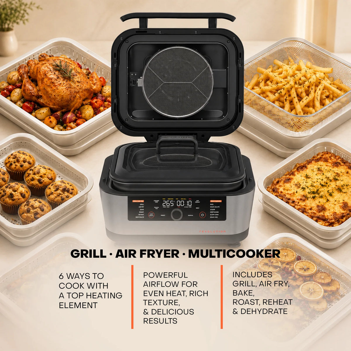 Nutricook Revolution 12-in-1 Grill, Air Fryer & Multicooker