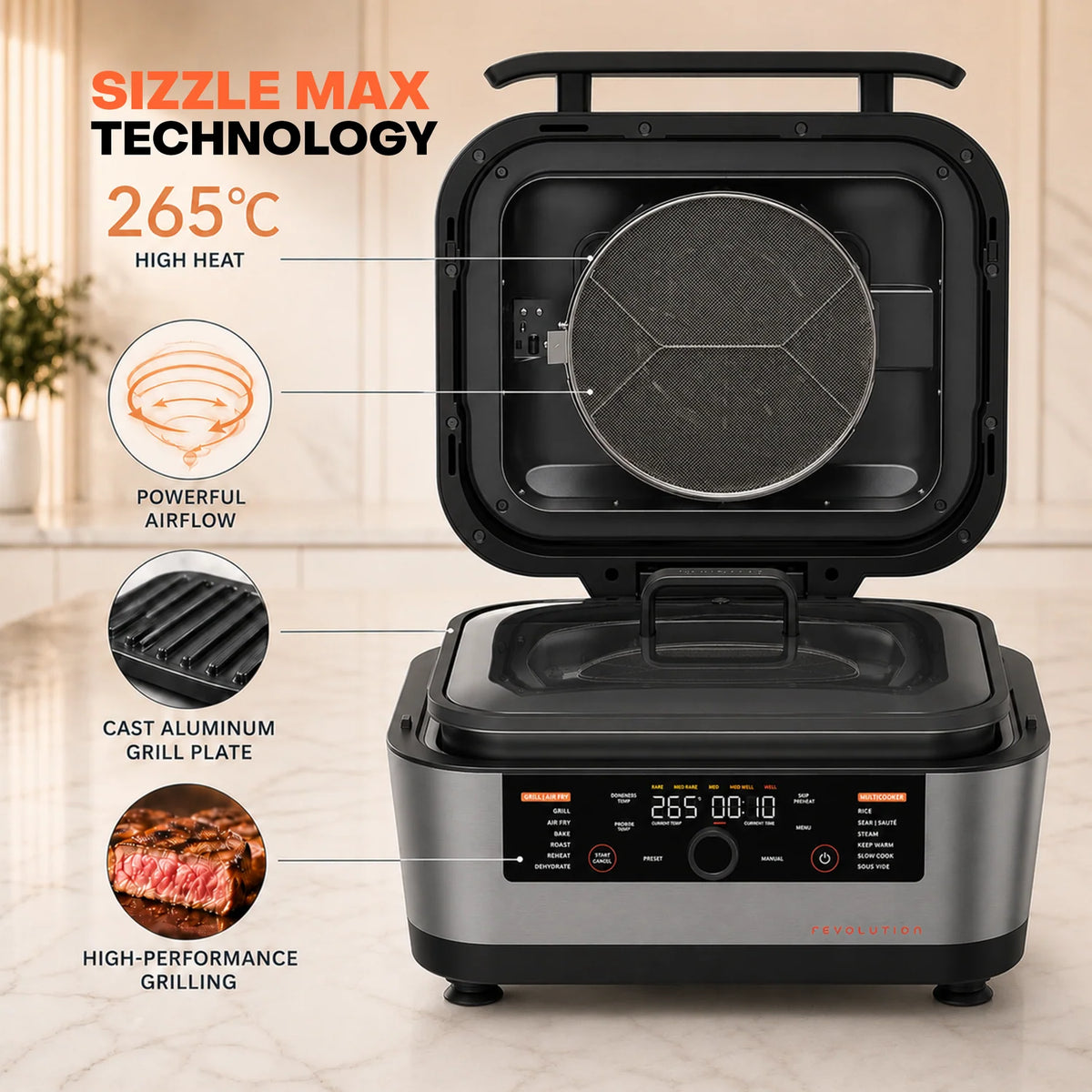 Nutricook Revolution 12-in-1 Grill, Air Fryer & Multicooker