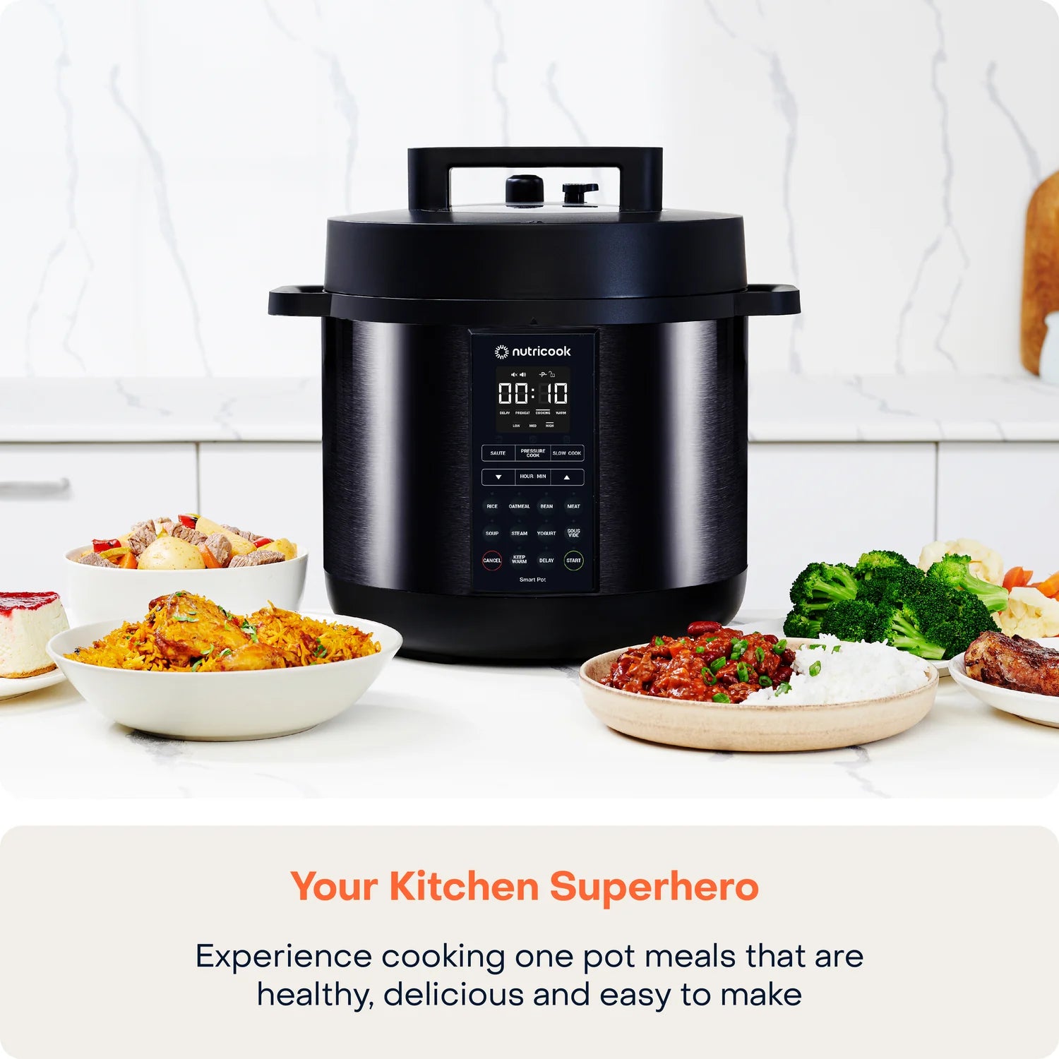 Nutricook Smart Pot 2 6L | 9-in-1 Electric Pressure Cooker with 12 Smart Programs | 1000W