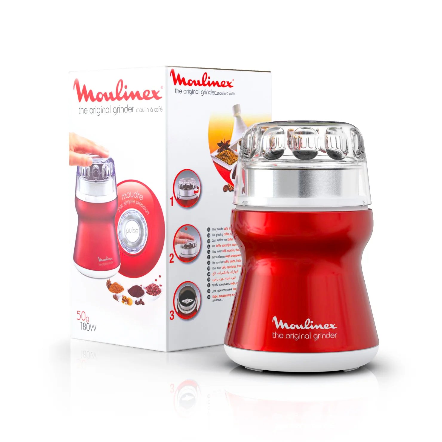 Moulinex Coffee Grinder 50ger 180w/Red Moulinex Coffee Grinder 50ger 180w/Red