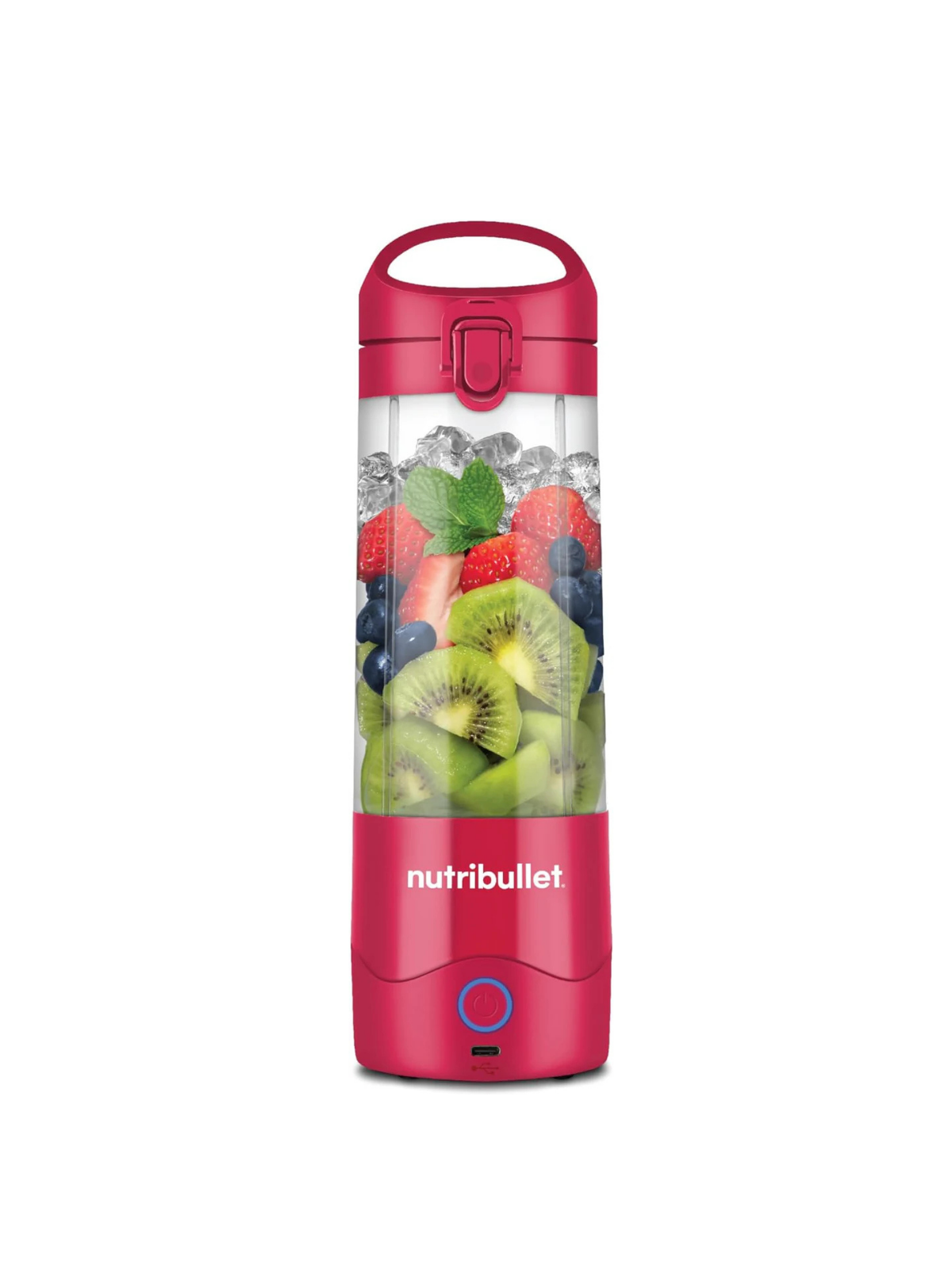 خلاط Nutribullet محمول سعة 475 مل لاسلكي للعصائر والمشروبات، قلاب مقاوم للتسرب للشرب، أبيض
