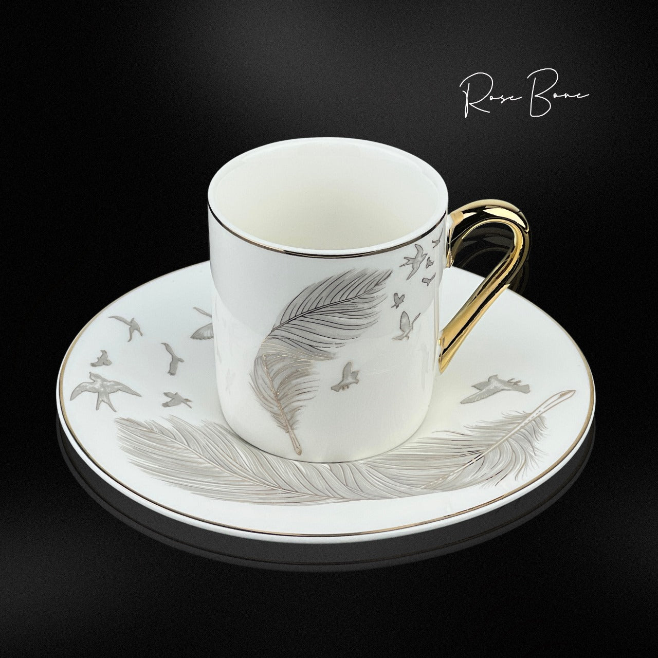 Rose Bon Coffee Cup Silver Set/6