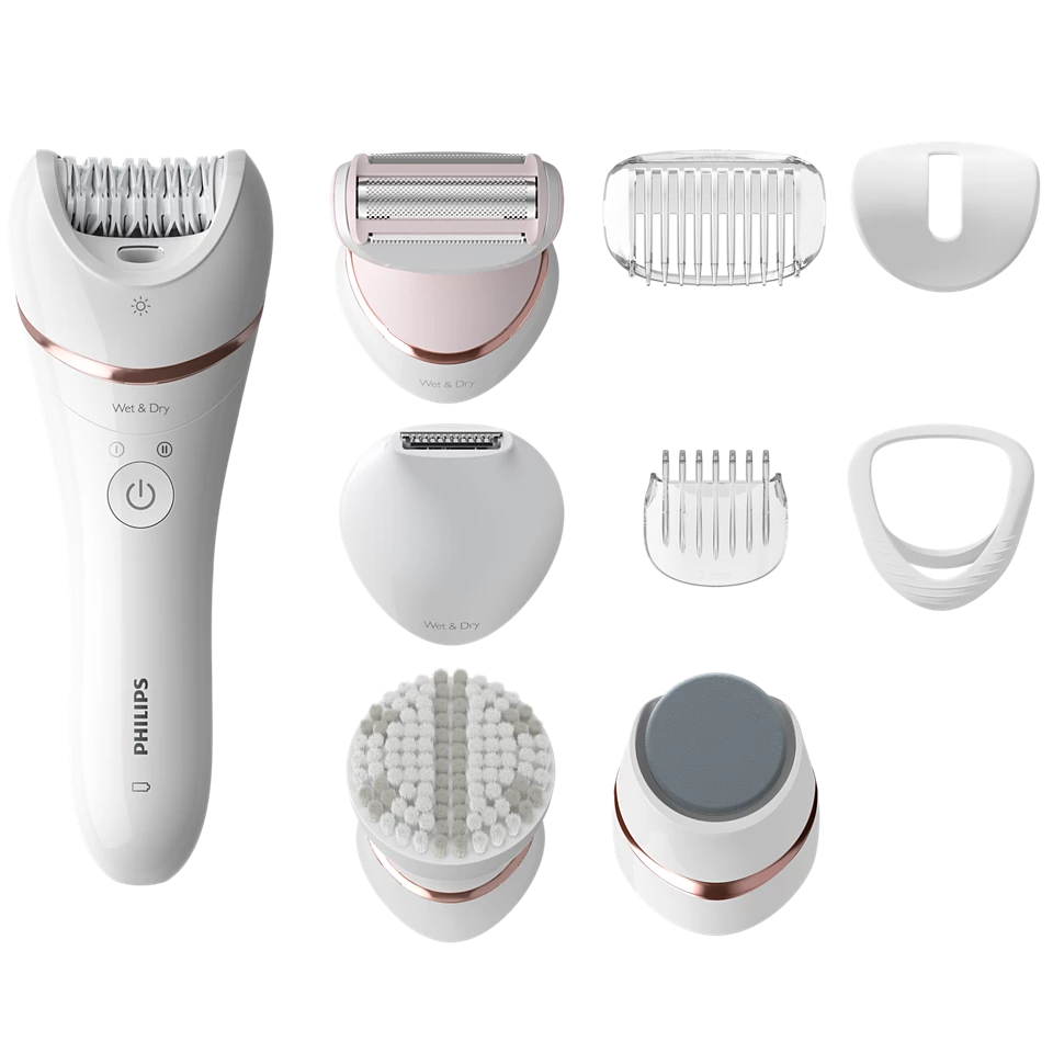 Philips Series 8000 Epilator, Wet And Dry Cordless Hair Removal And Skin Care System, With 9 Accessories