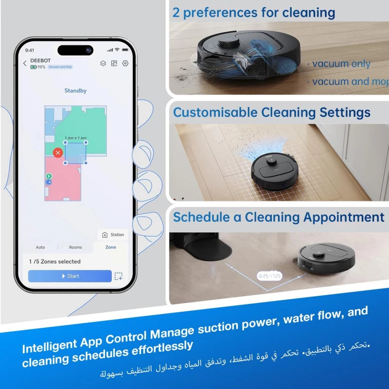 Ecovacs Deebot N20e Robot Vacuum Cleaner with Mop, 10000Pa
