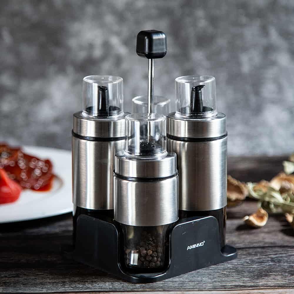 YU Stainless Steel Condiment Bottles (Set of 4)