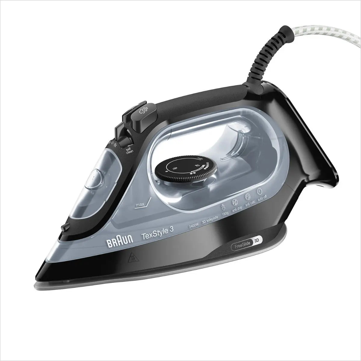 Braun Iron Super Ceramic With Free Glide 3d Technology, 2400 W, 270 Ml Water Capacity, Black, Braun Iron Super Ceramic With Free Glide 3d Technology, 2400 W, 270 Ml Water Capacity, Black,
