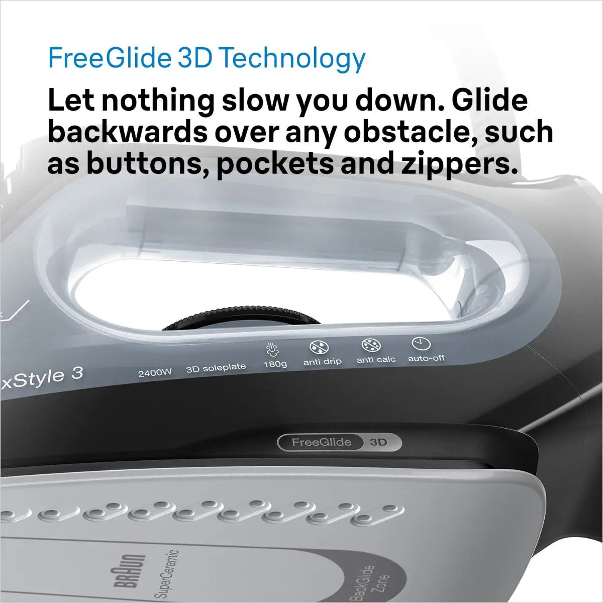 Braun Iron Super Ceramic With Free Glide 3d Technology, 2400 W, 270 Ml Water Capacity, Black,