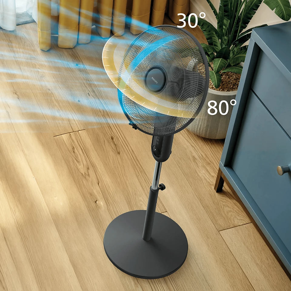 Philips Fan Pedestal Type, 53 W, 5 Blades, 3 Speeds Black