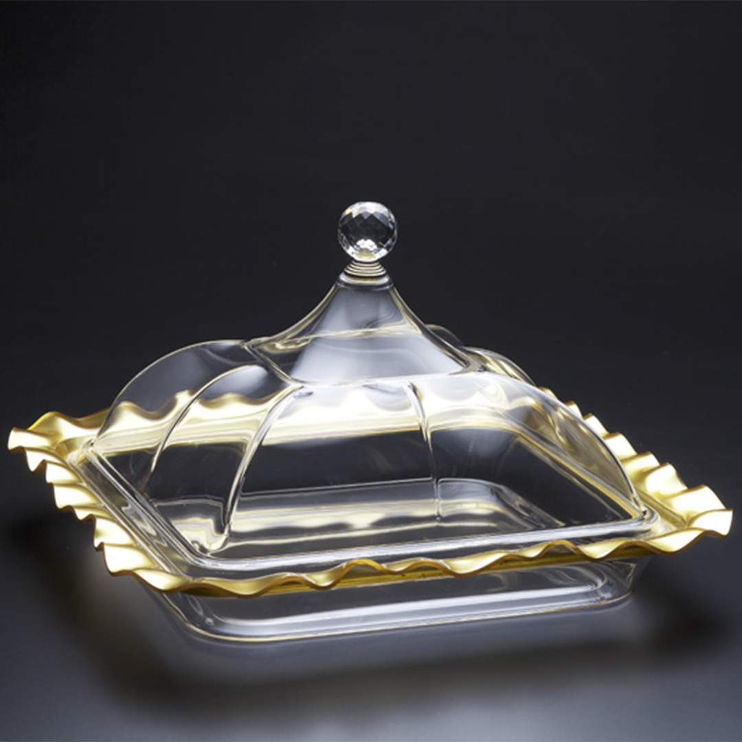 Vague Acrylic Square Serving Tray Gold  36.50  X 36.50 - Whole and All