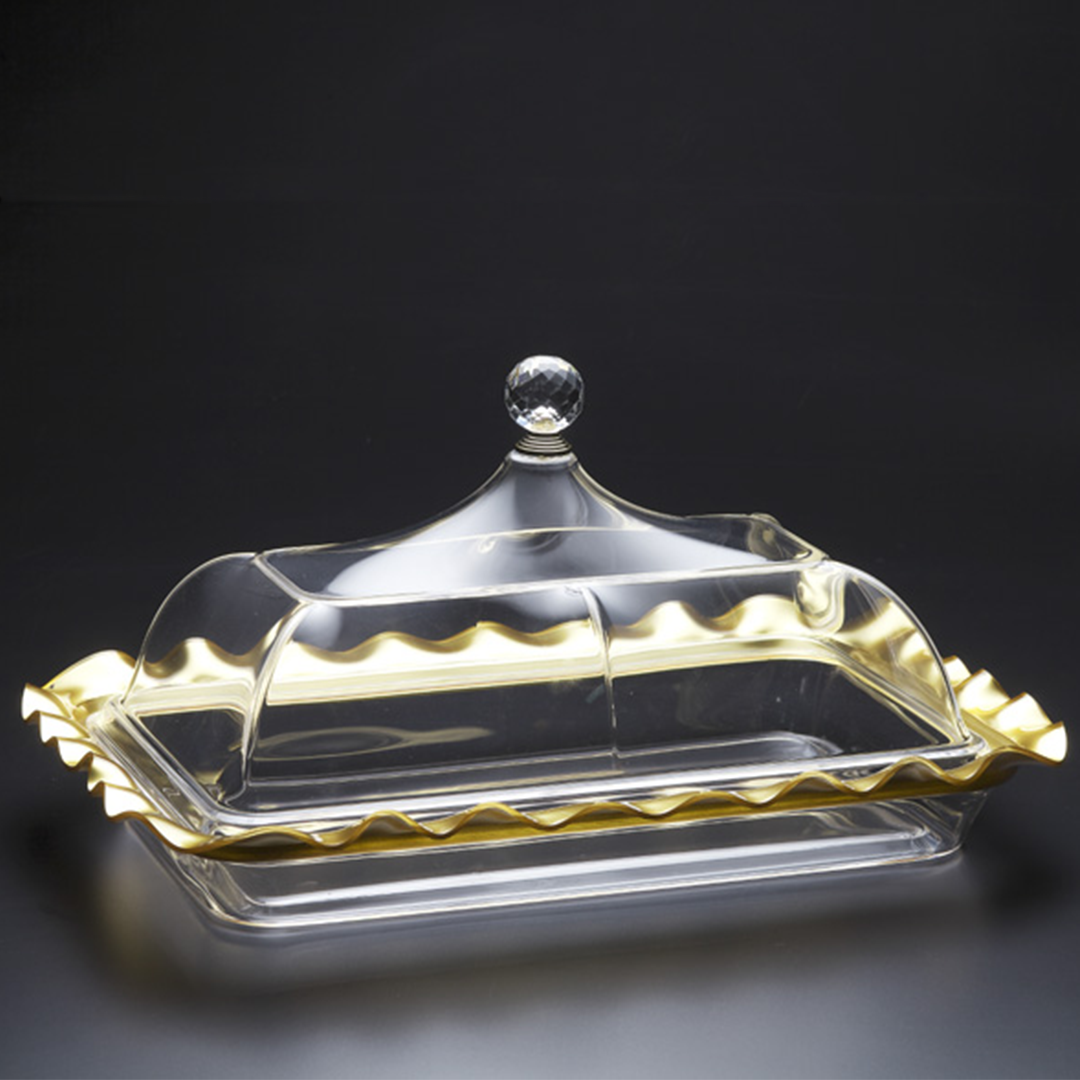 Vague Acrylic Rect. Serving Tray Gold - Whole and All