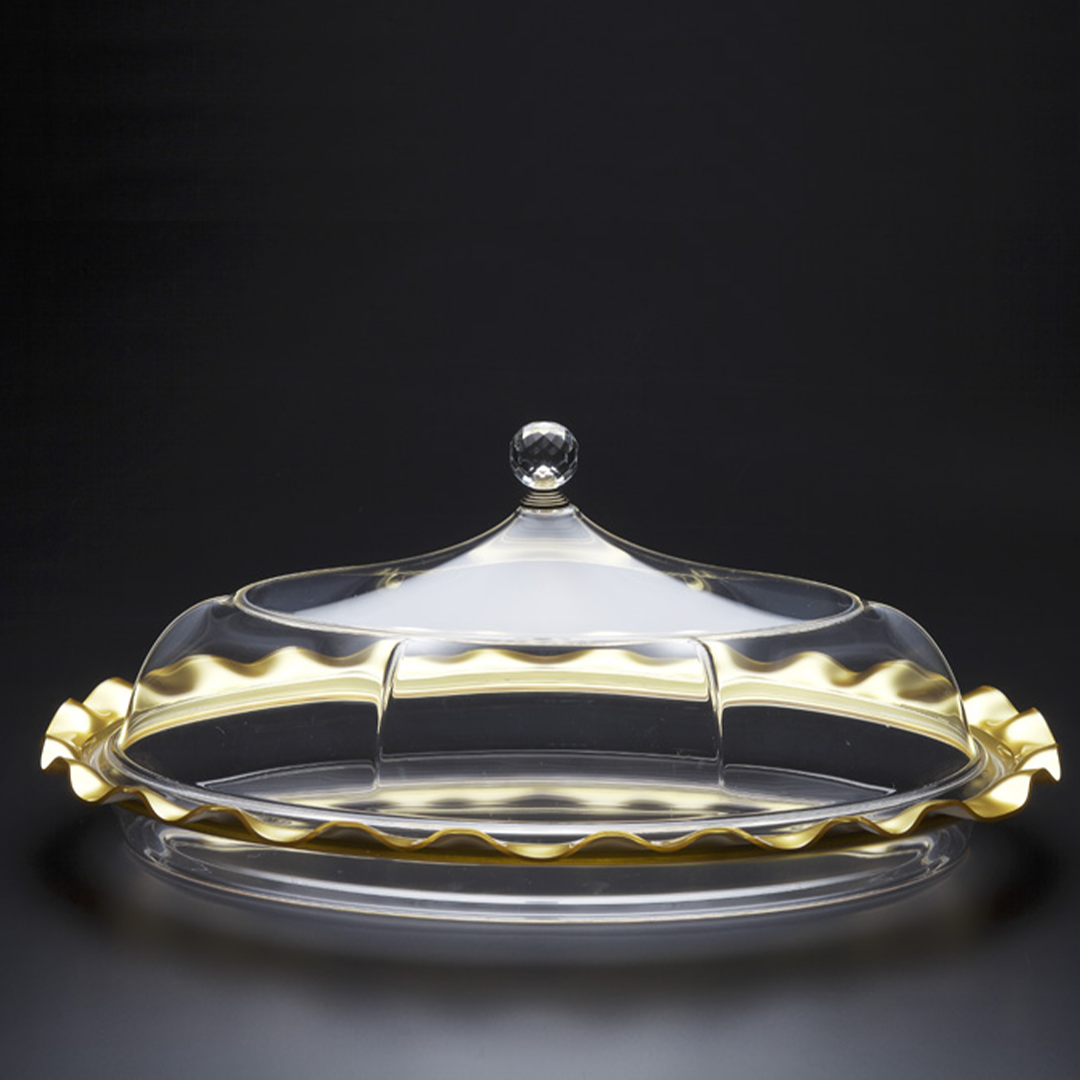Vague Acrylic Oval Serving Tray Gold - Whole and All