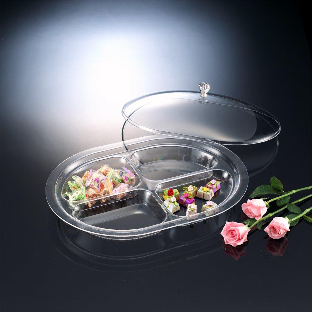 Vague Acrylic Server Oval 33X45cm W Compartment /4 - Whole and All
