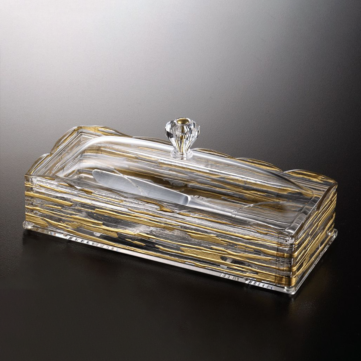 Vague Cutlery Holder With Gold Printing 25.5*11*10Cm